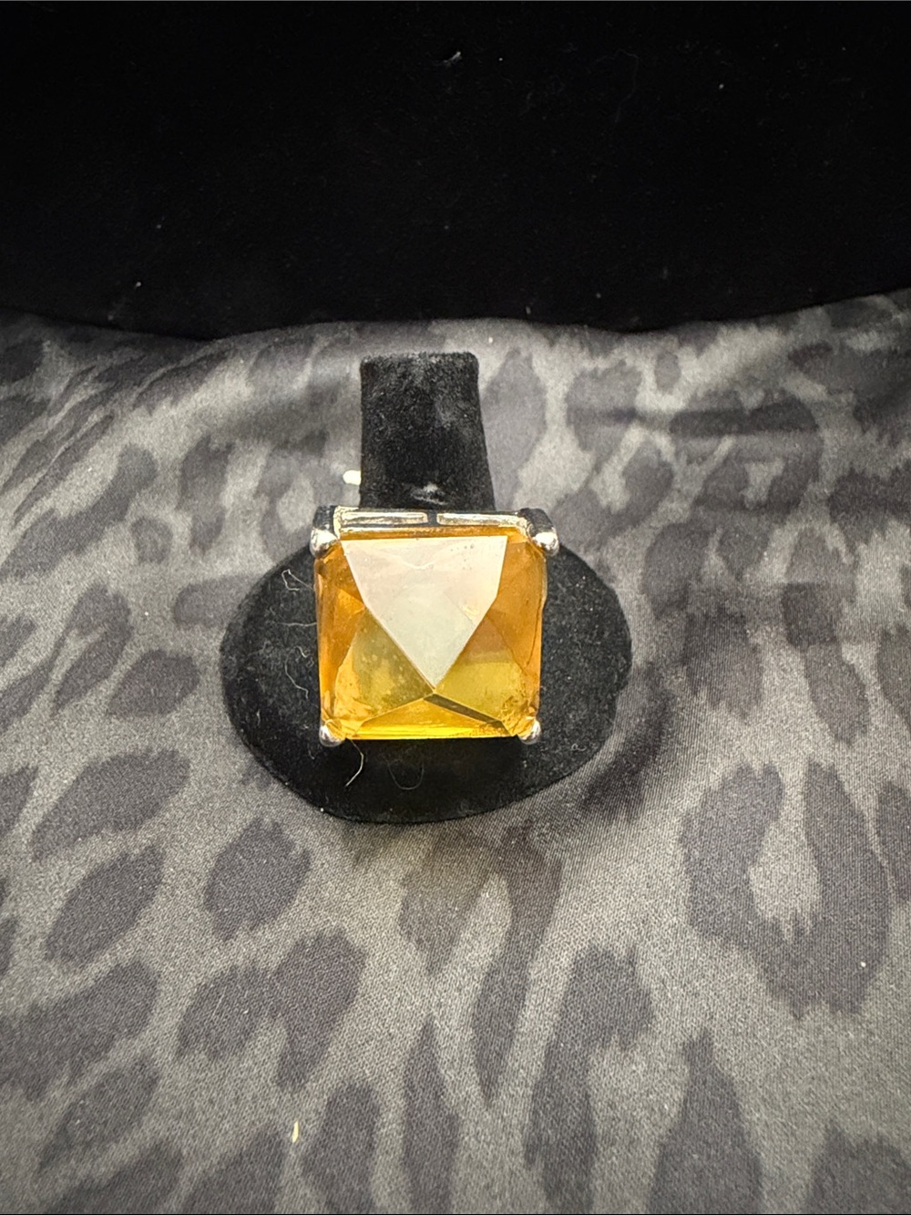 Yellow Square-Cut Stretch Statement Ring